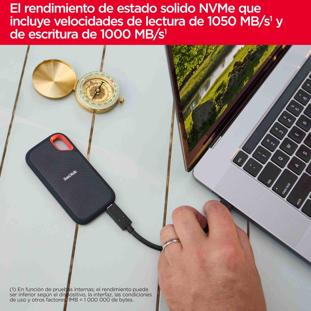 SanDisk Extreme SSD Externo Portátil 8 TB (Disco Duro Externo SSD con velodidad de Lectura de hasta 1050 MB/s, 1000 MB/s de Escritura, IP65 de Resistencia al Agua y al Polvo) con cifrado por Hardware