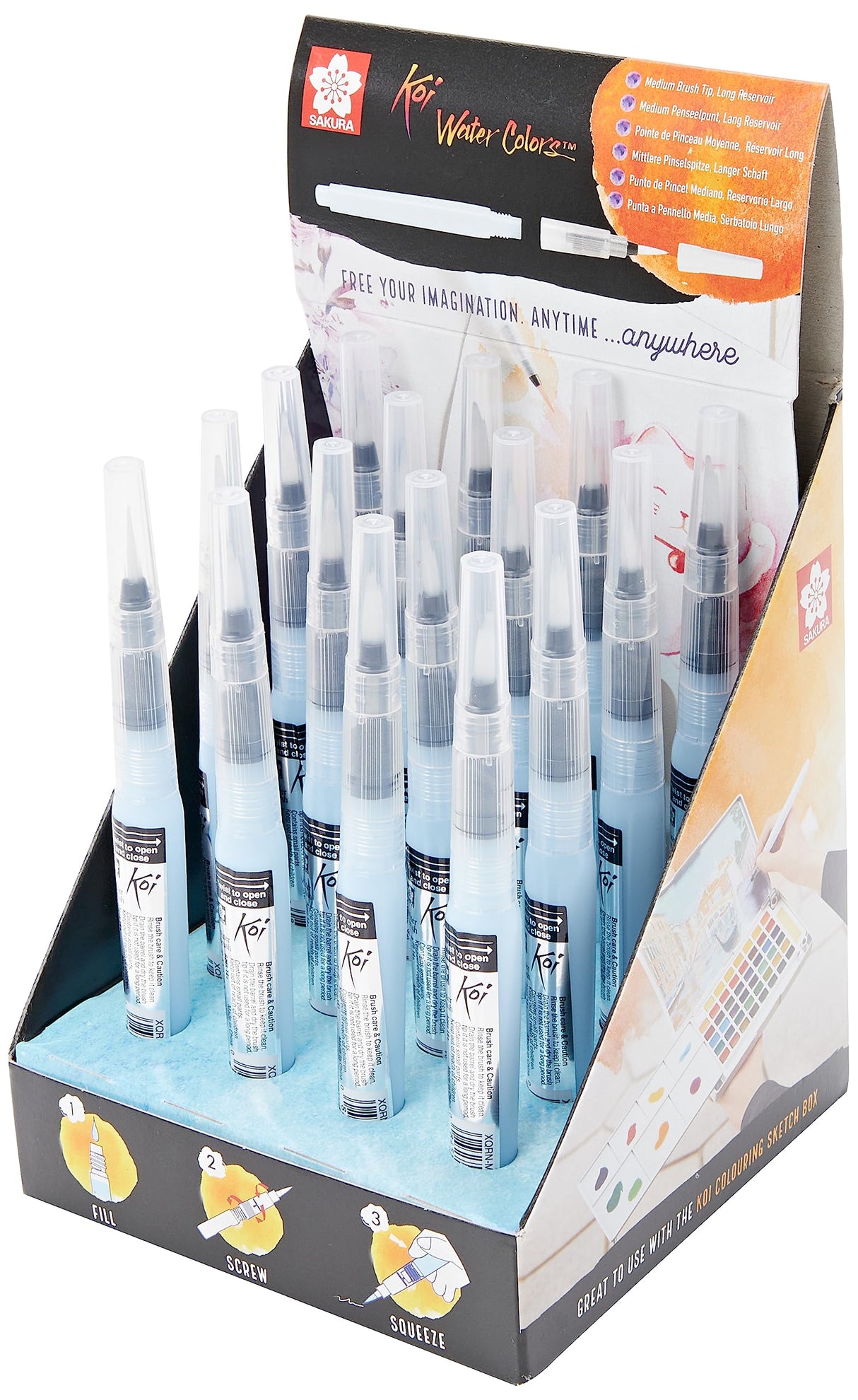 Sakura Koi Water Brush Expositor 16 Piezas (CDKOIWB16)