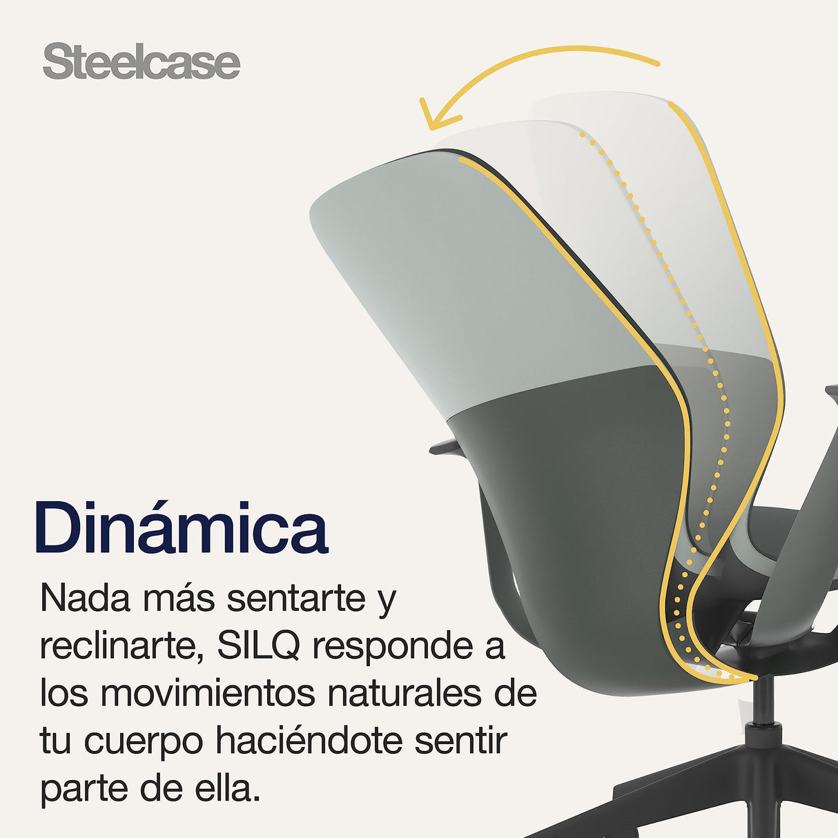 Steelcase SILQ Silla ergonómica de altura ajustable, carcasa de plástico platino sólido o merle y tapicería pimienta