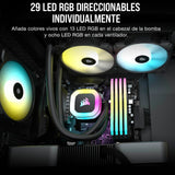 CORSAIR Enfriador líquido RGB H100 para CPU, AIO de 240 mm, ventilador SP120 RGB Elite, compatible con Intel LGA 1200/115X/2066 y AMD AM4, adaptador de placa base ARGB incluido, negro
