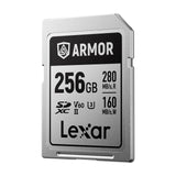 Lexar Armor Silver Pro Tarjeta SD 256 GB, Tarjeta de Memoria SD UHS-II, Acero Inoxidable, C10, U3, V60, vídeo 6K UHD, hasta 280 MB/s de Lectura, 160 MB/s de Escritura, Tarjeta SDXC para DSLR/cámaras