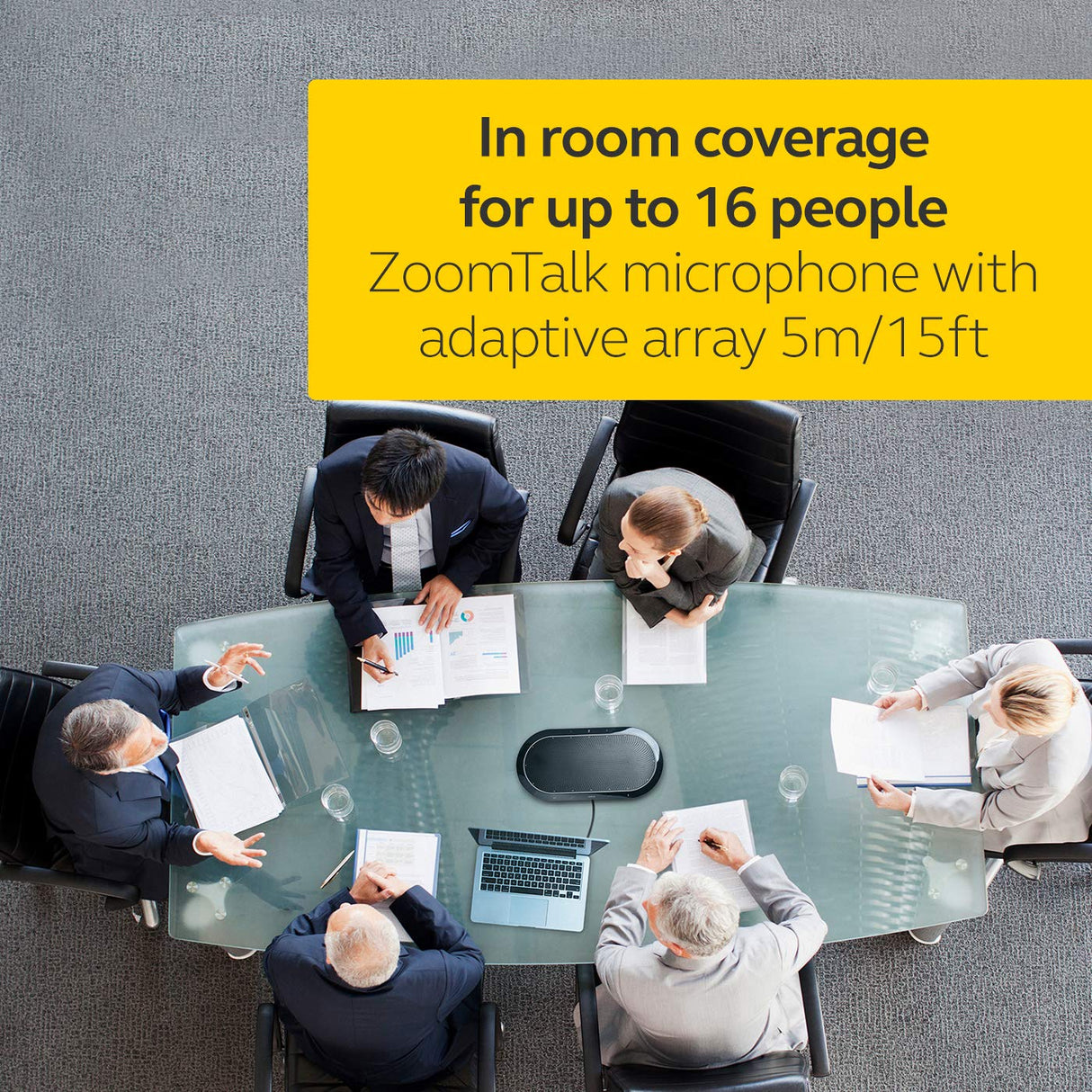 Jabra Speak 810 Speaker per telefono - Altoparlante per grandi conferenze certificato Microsoft con cavo USB-A e, Bluetooth - Collegabile al computer, tablet o telefono