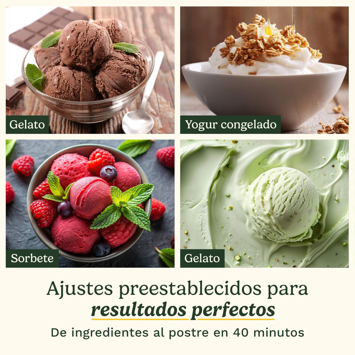 Cuisinart FreezeEase Pro – Heladera con compresor, 4 ajustes, 14 funciones, lista en 40 min, 1,5L, 2 palas, sin precongelación, mezcla, frío 90 min
