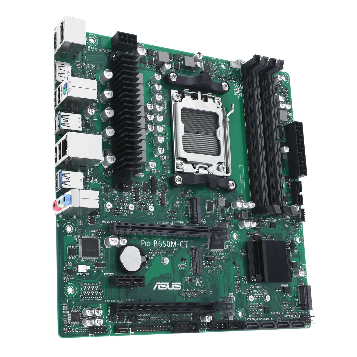 ASUS Pro B650M-CT-CSM Business - Placa Base AMD AM5 (Ryzen 7000, Memoria Micro-ATX, Memoria DDR5, PCIe 5.0, USB 3.2 Gen 2, Kit de BIOS Comercial)