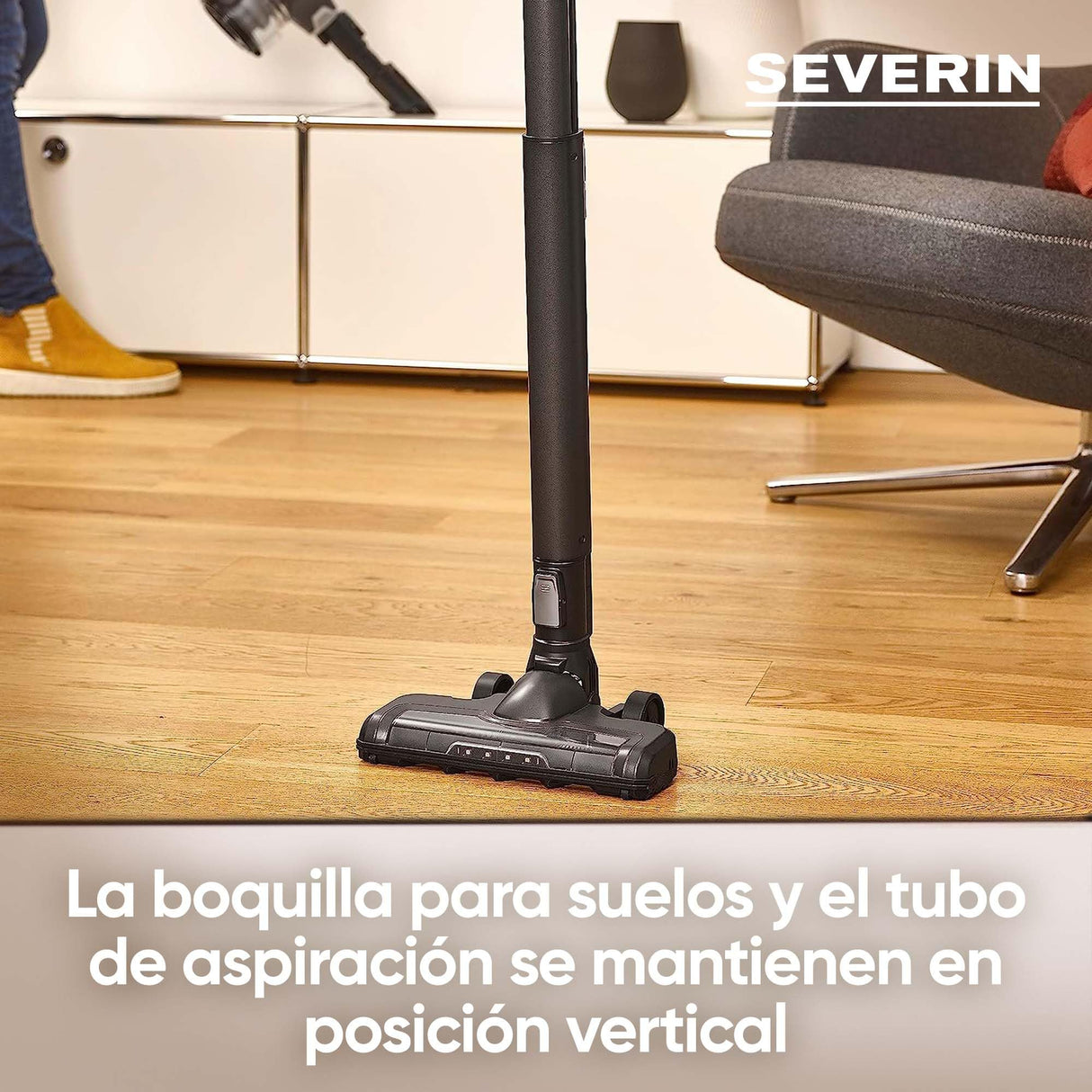 SEVERIN Aspiradora inalámbrica de mano y escoba 2 en 1, aspirador sin cable potente con depósito de 0.65 L, 40 minutos de autonomía, 21,6 V, Negro, HV 7155