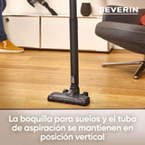 SEVERIN Aspiradora inalámbrica de mano y escoba 2 en 1, aspirador sin cable potente con depósito de 0.65 L, 40 minutos de autonomía, 21,6 V, Negro, HV 7155