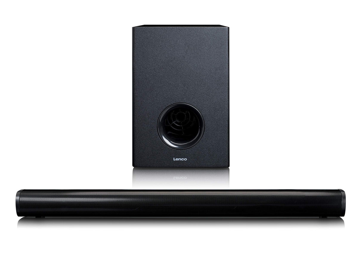 Lenco 810090 Barra de Sonido Bluetooth sbw-800 con subwoofer Externo 2 x 20+ 30 w rms - dsp - hdmi (ARC) - Entrada de línea - USB - Entrada aux - Negro