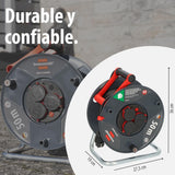Brennenstuhl Enrollacables Garant V2 IP44 50m exterior (Made in Germany, 3 tomas de corriente con contacto de puesta a tierra, plástico especial)