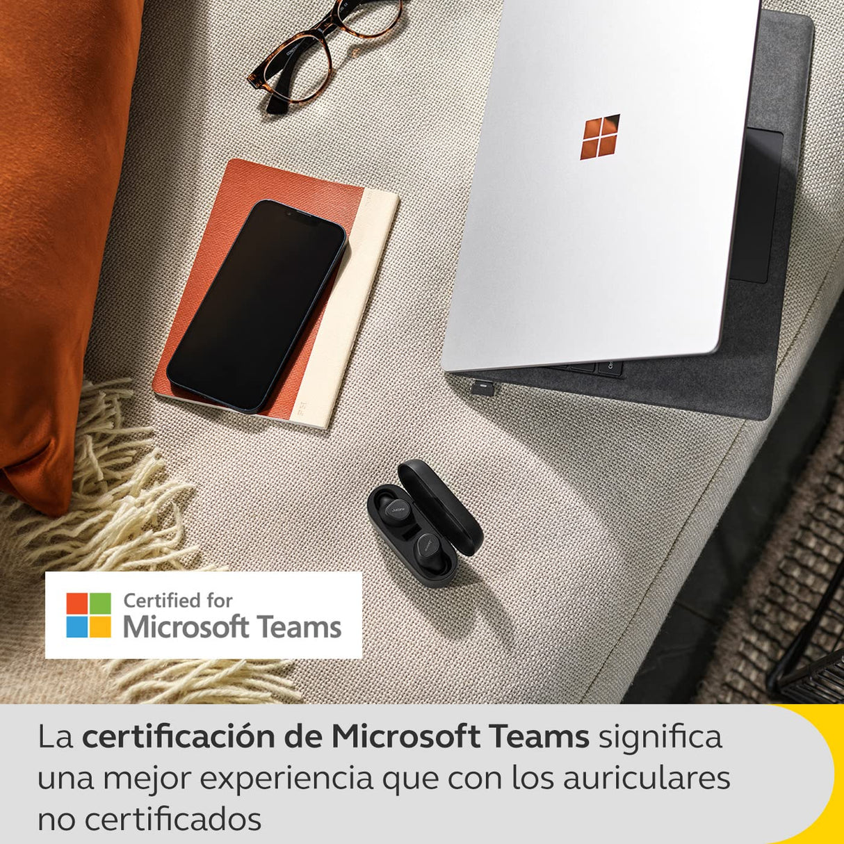 Jabra Evolve2 Buds, Auriculares Bluetooth Intraaurales Inalámbricos, Cancelación Activa de Ruido y Tecnología MultiSensor con 4 Micrófonos, Certificados para MS Teams, Negro