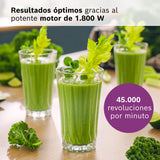 Bosch, batidora de vaso MMB6652B, VitaPower Serie 6, motor de 1800 vatios, velocidad del motor de hasta 45.000 rpm, 6 programas automáticos, jarra batidora Tritan, negro