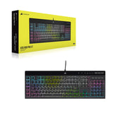 CORSAIR K55 RGB PRO XT Membrana Teclado para juegos con cable, IP42, resistente al polvo y a derrames, 6 teclas macro con integración Elgato, compatible con iCUE, QWERTY UK, PC, Mac, Xbox, color negro