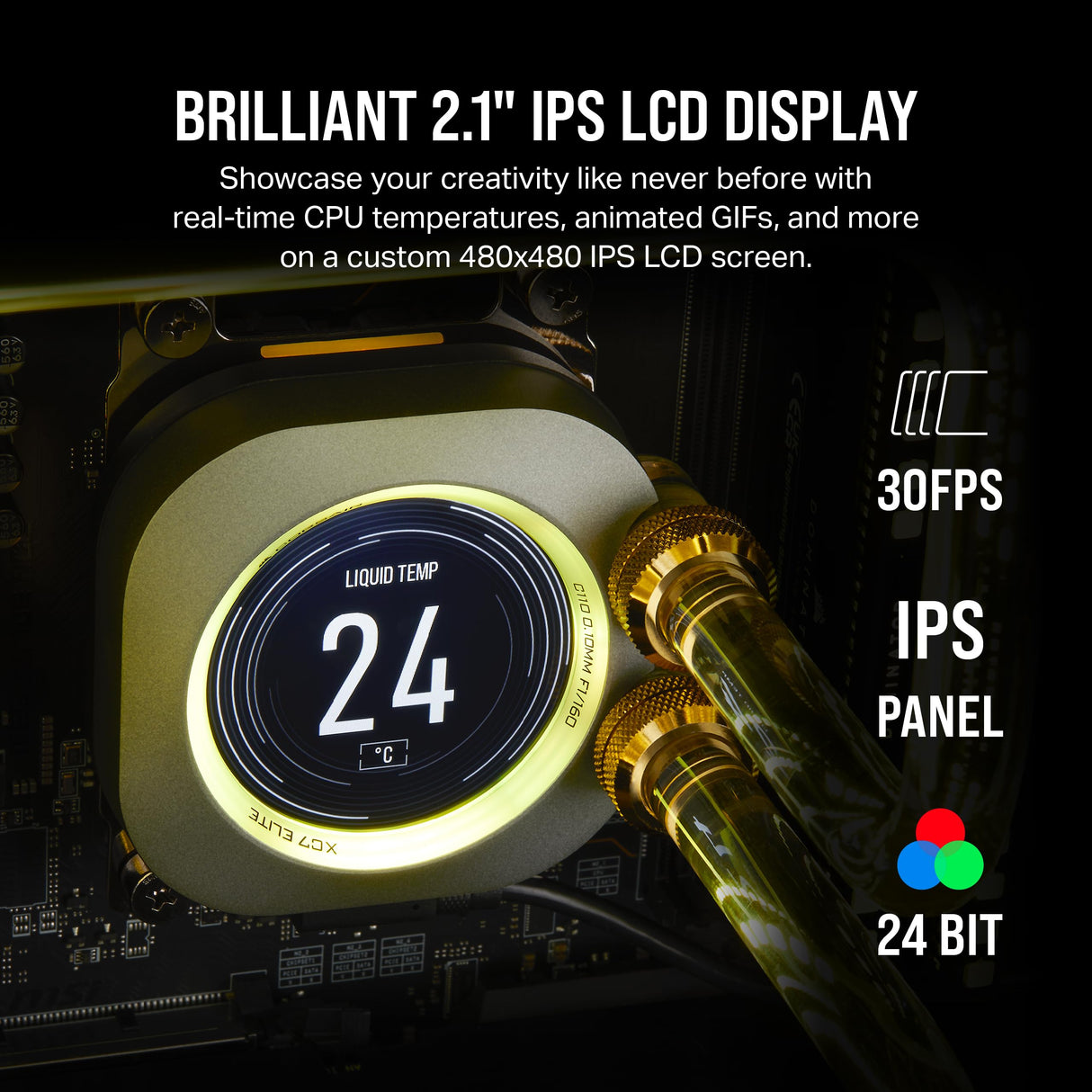 CORSAIR XC7 RGB Elite LCD Bloque de refrigeración líquida para CPU - Pantalla LCD IPS 480x480-31 LED RGB - USB-C - Compatible con Intel LGA 1700, AMD AM5 y anteriores - Gris Sigiloso
