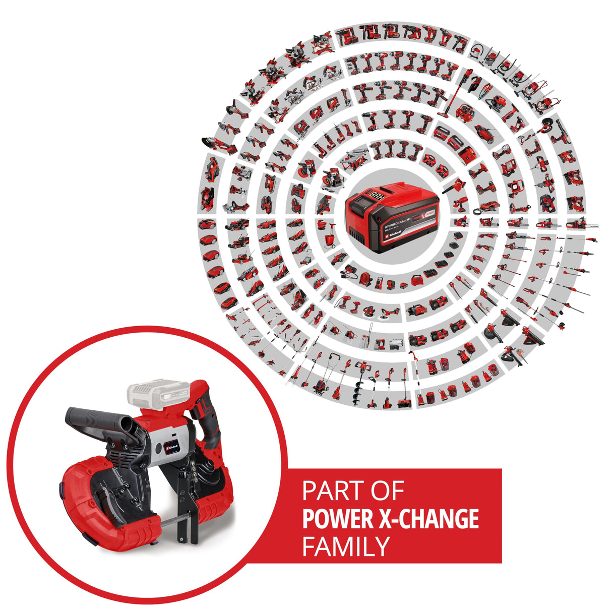 Einhell Sierra de banda con batería TE-MB 18/127 Li-Solo Power X-Change (18 V, 115 mm altura de corte, 127 mm anchura de corte, luz LED, incl. 2 bandas de sierra de metal, sin batería)