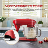 CHEFREE Batidora Amasadora Multifunción 1800W, 10 Velocidades de Rotación Planetaria, Robot Cocina con Bol de 7L, Gancho de Repostería, Batidor, Mezclador, Cuerpo de Metal, Rojo, M500