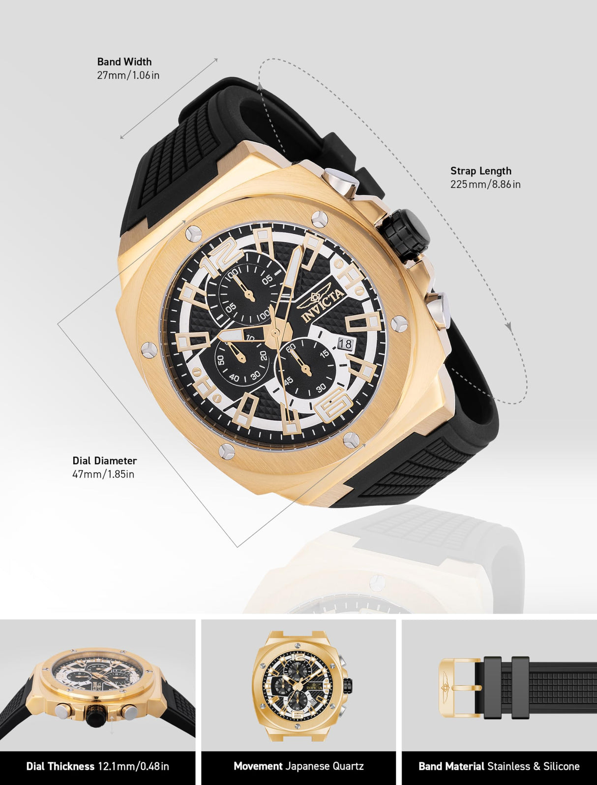 INVICTA Racing Reloj Cuarzo para Hombre de Acero Inoxidable - 47mm