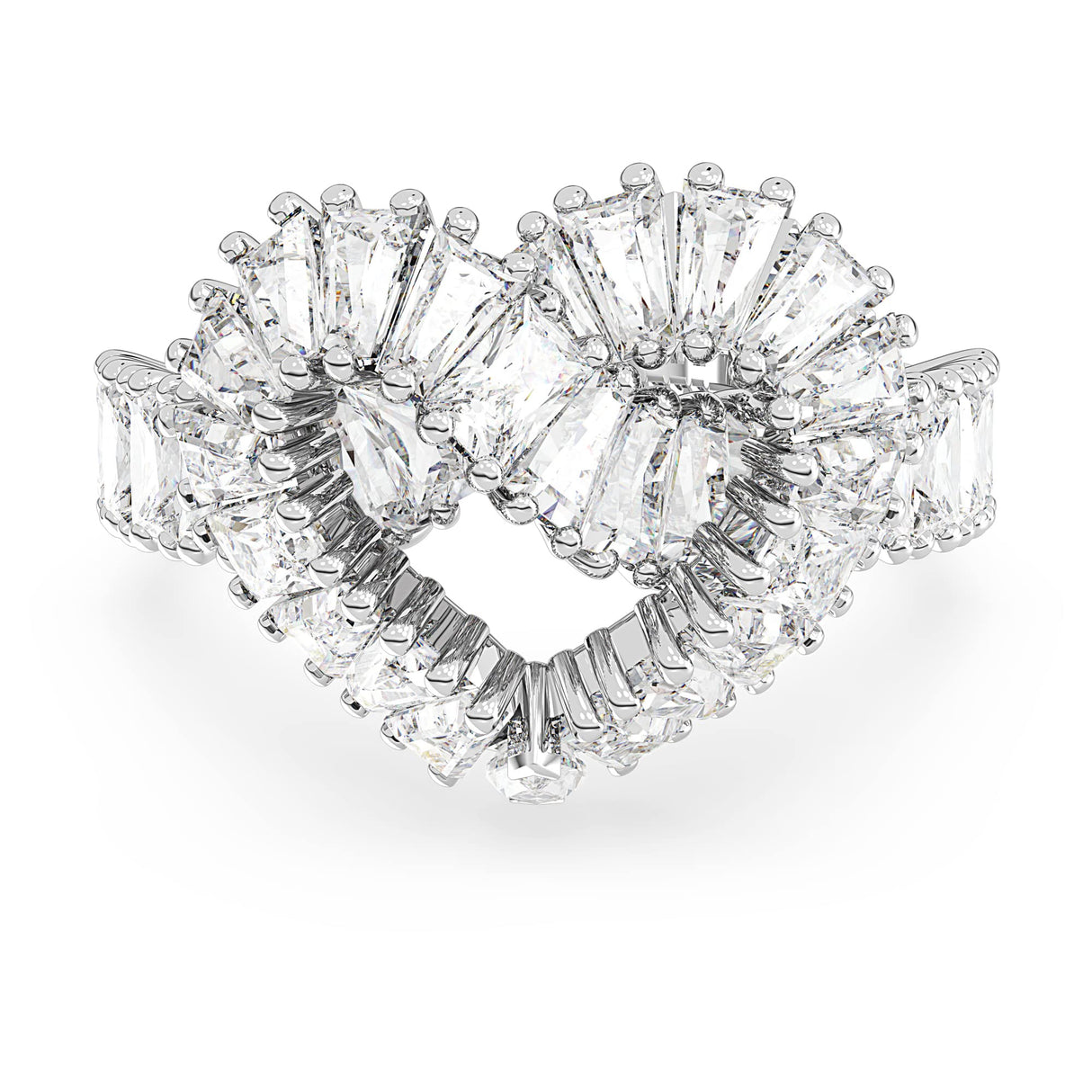 Swarovski Matrix Motif Anillo engarzado en forma de corazón con cristales transparentes en montura rodiada, Talla 55, de la Colección Matrix de Swarovski