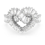 Swarovski Matrix Motif Anillo engarzado en forma de corazón con cristales transparentes en montura rodiada, Talla 55, de la Colección Matrix de Swarovski