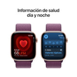 Apple Watch Series 10 GPS + Cellular Smartwatch con Caja de Aluminio Oro Rosa de 46 mm y Correa Loop Deportiva Ciruela - Talla única. Monitor de entreno, App ECG y Neutro en Carbono