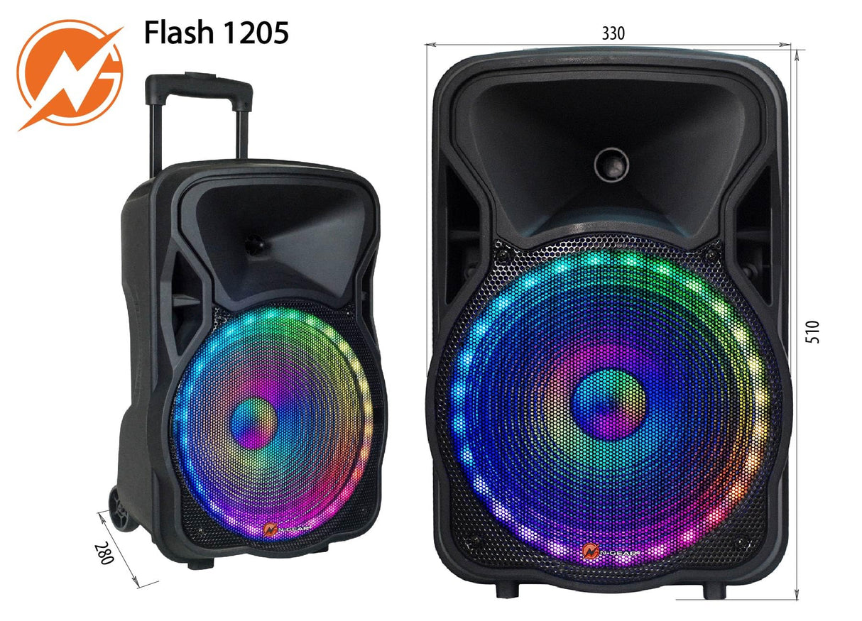 N-GEAR- Altavoz Sono Karaoke MP3 móvil Trolley, Color Negro (Flash 1205)