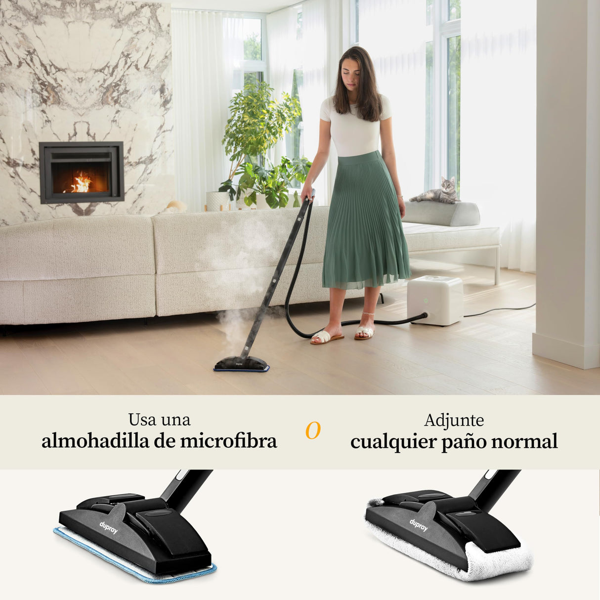 Dupray Neat Limpiador a Vapor con 17 Piezas – Potente limpiador de vapor multifunción para el hogar: suelos, baldosas, juntas, colchones, muebles, ventanas, coche y más (Neat Steam Cleaner EU Plug)