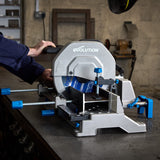 Evolution Power Tools S355MCS Sierra Tronzadora/Ingletadora | Sierra de Corte| Rango de inglete +/- 46˚ | 355 mm Sierra Ingletadora para corte de metal de 230 V en tareas pesadas