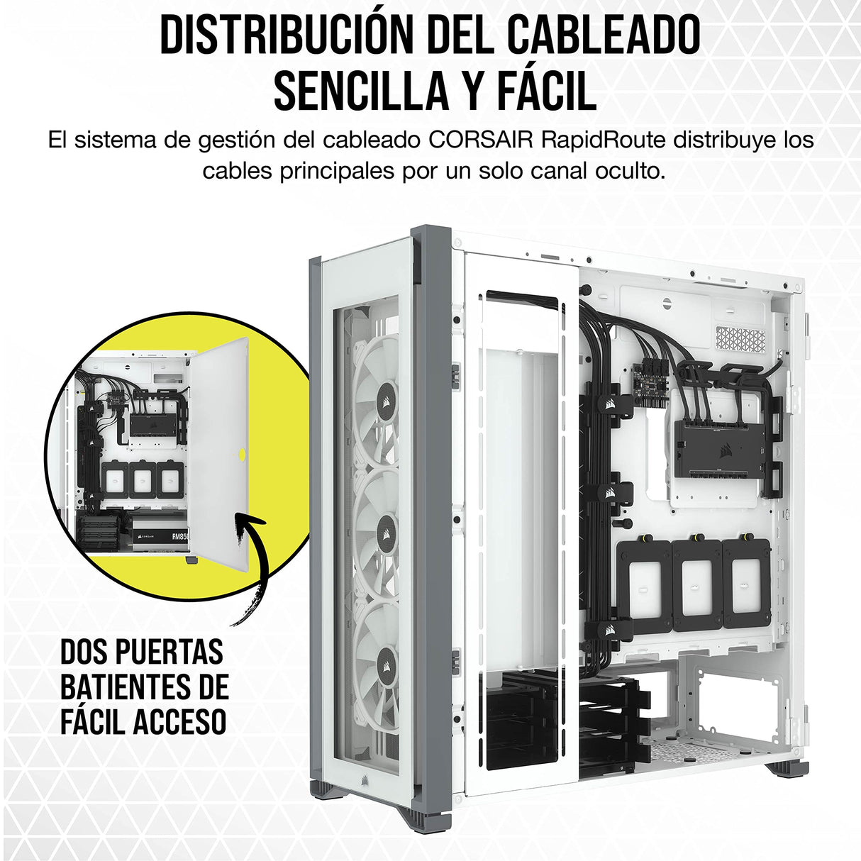 Corsair iCUE 7000X RGB Chasis para PC Inteligente ATX Full-Tower, Tres Paneles de Cristal Templado, Cuatro Ventiladores RGB de 140 mm Incluidos, Espacioso Interior, Blanco