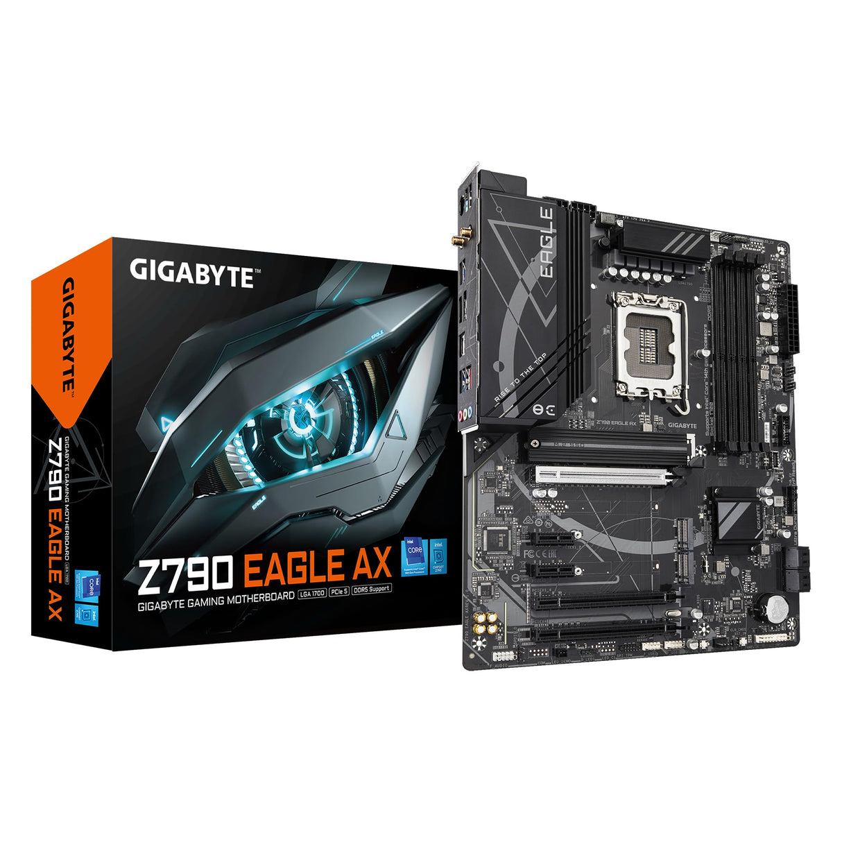 GIGABYTE Z790 Eagle AX Placa Base - Soporta CPUs Intel Core de 14ª generación, VRM Digital de 12+1+1 Fases, hasta 7600MHz DDR5 (OC), 3xPCIe 4.0 M.2, Wi-Fi 6E, LAN de 2.5GbE, USB 3.2 Gen 2