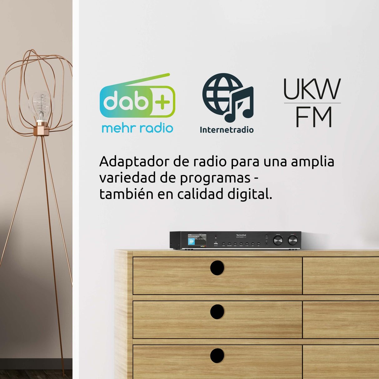 TechniSat DIGITRADIO 143 (V3) - Sintonizador HiFi de Radio por Internet (Radio Digital Dab+, transmisión de Audio Bluetooth, Spotify Connect, Antena de Lanzamiento, Control Remoto, Ancho de 43,5 cm)