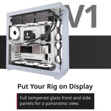 APNX V1 - Carcasa de PC ATX de Doble cámara con Flujo de Aire de Media Torre, Paneles de Vidrio panorámico, 10 Ranuras para Ventilador, Soporte de radiador de 360 mm, Entrada Angular Frontal de 16 cm
