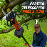Altuna Kit de Poda a Batería de Titanio - Motosierra a Batería + Tijeras de Podar Eléctricas + Pértiga Telescópica - Incluye 2 Baterías - Pértiga de 1,63m para Poda en Altura - Con Cargador y Gafas
