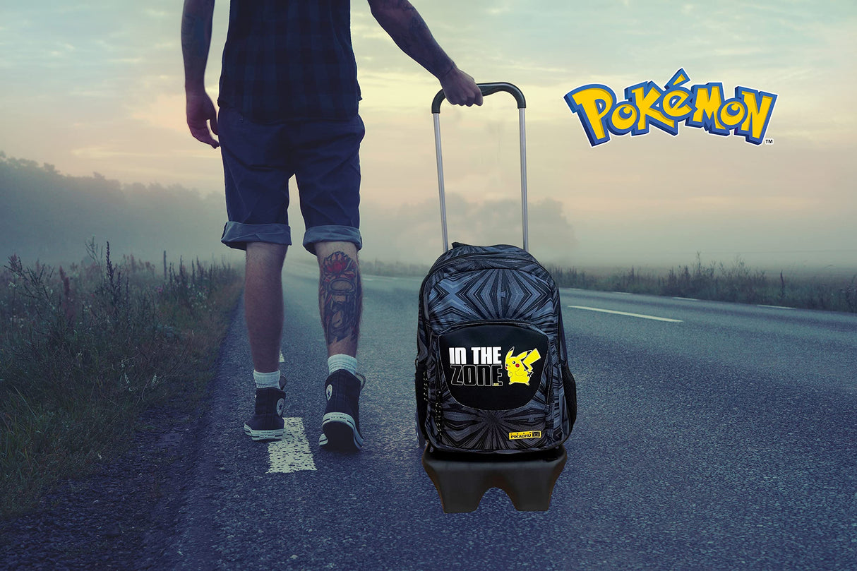 CYPBRANDS, MC-301-PK, Mochila extraíble con ruedas, Grey, Pokémon