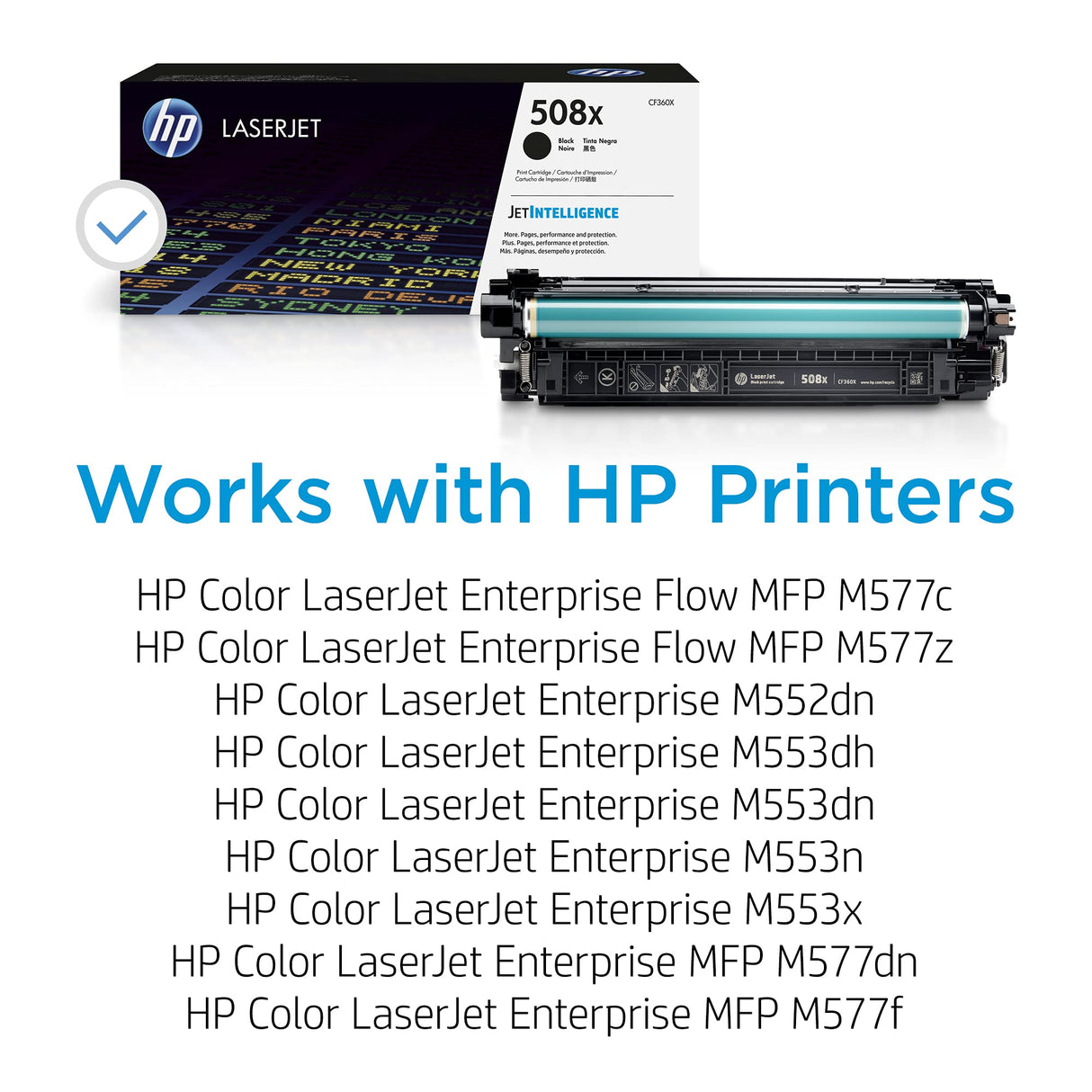 HP 508X CF360X, Negro, Cartucho Tóner de Alta Capacidad Original, de 12.500 páginas, para impresoras HP Color LaserJet Enterprise serie 552, 553; LaserJet Enterprise serie 577