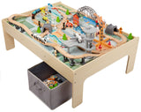 Amazon Basics Mesa con circuito de trenes, 120 Unidad, Multicolor, 120.4 x 85 x 41 cm