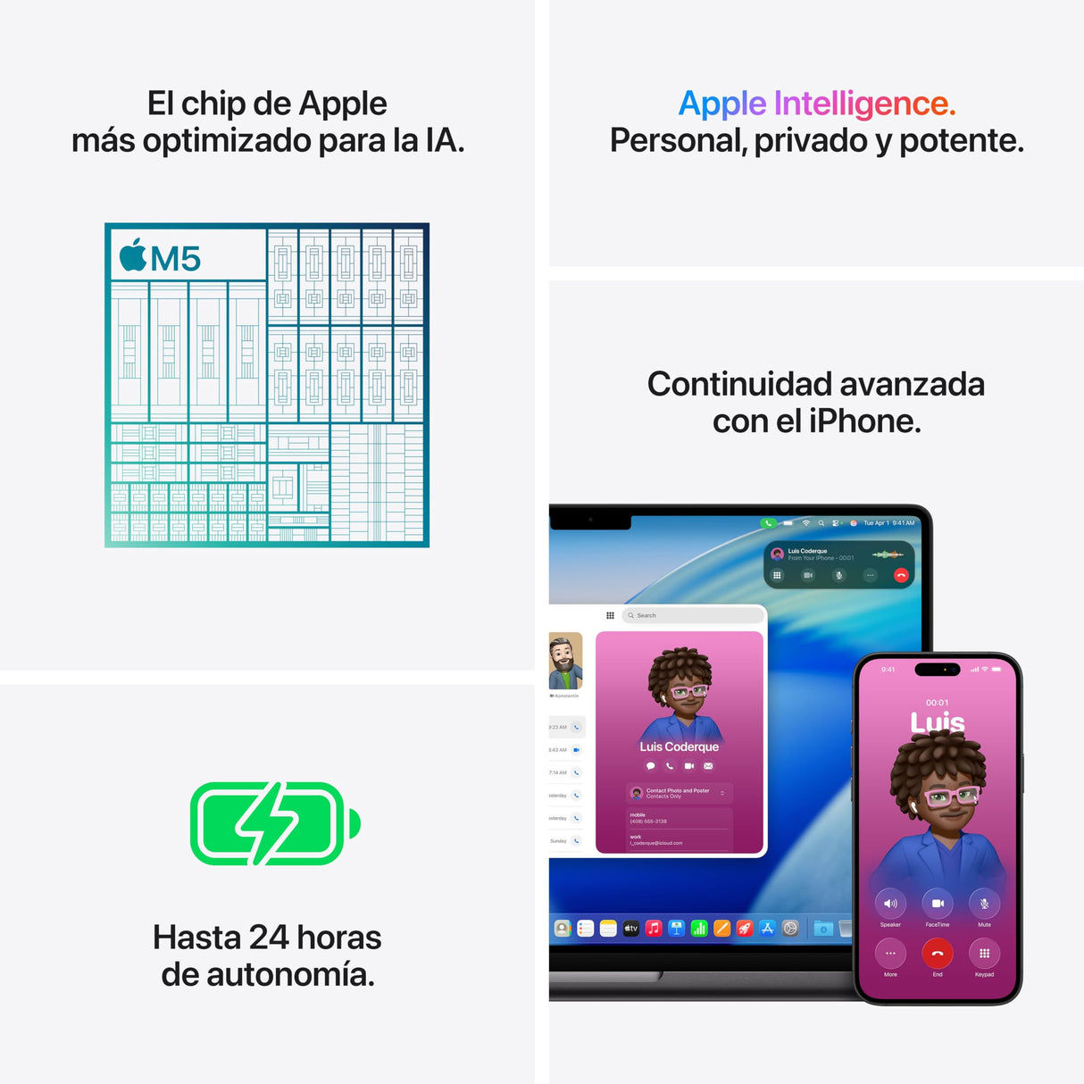 Apple MacBook Pro de 14,2 Pulgadas portátil con Chip M5: Pantalla Liquid Retina, CPU de 10 núcleos y GPU de 10 núcleos, 32 GB Memoria unificada, 1 TB de SSD, Teclado español; Plata