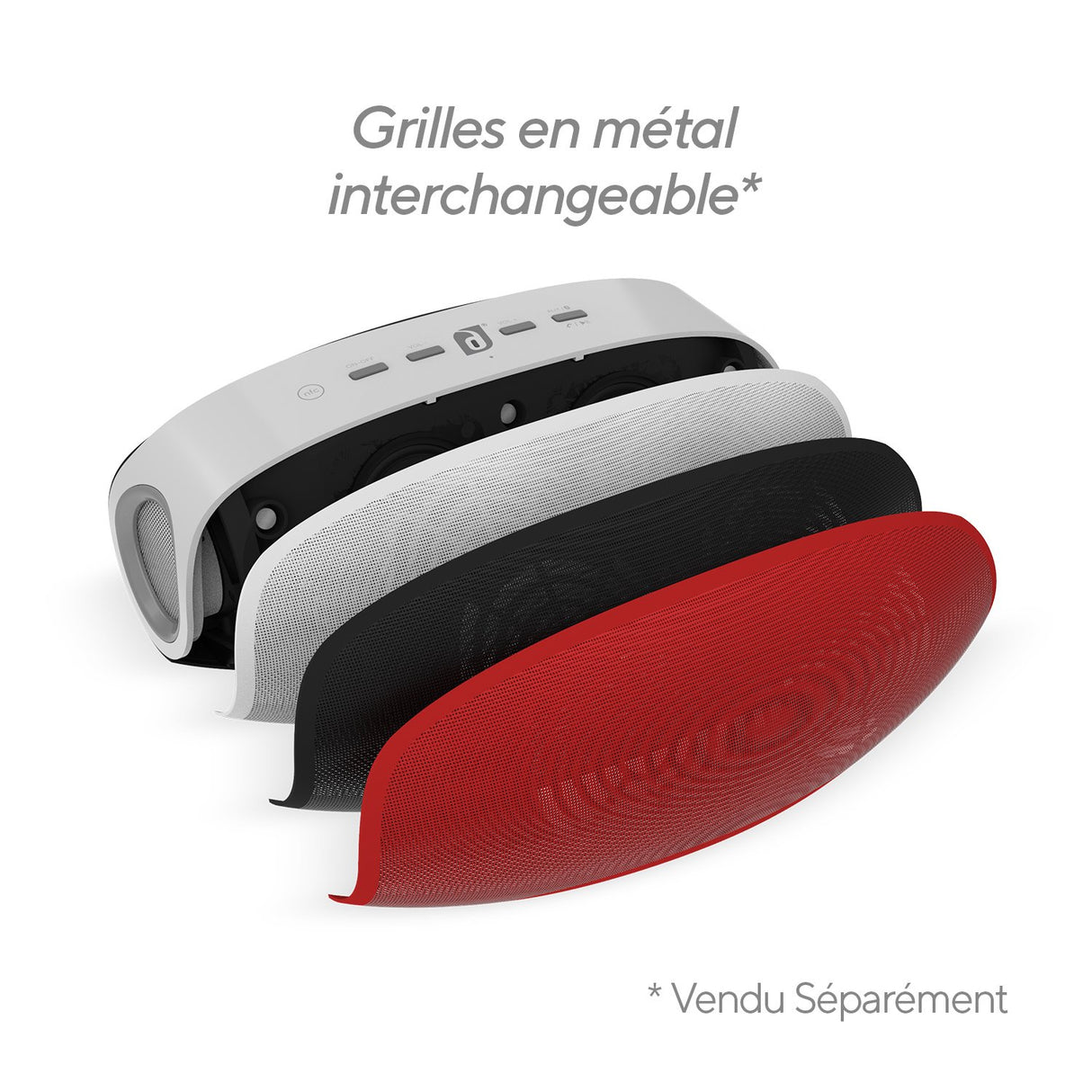 Damson Vulcan- Altavoz Bluetooth inalámbrico portátil con bajo, color negro y blanco