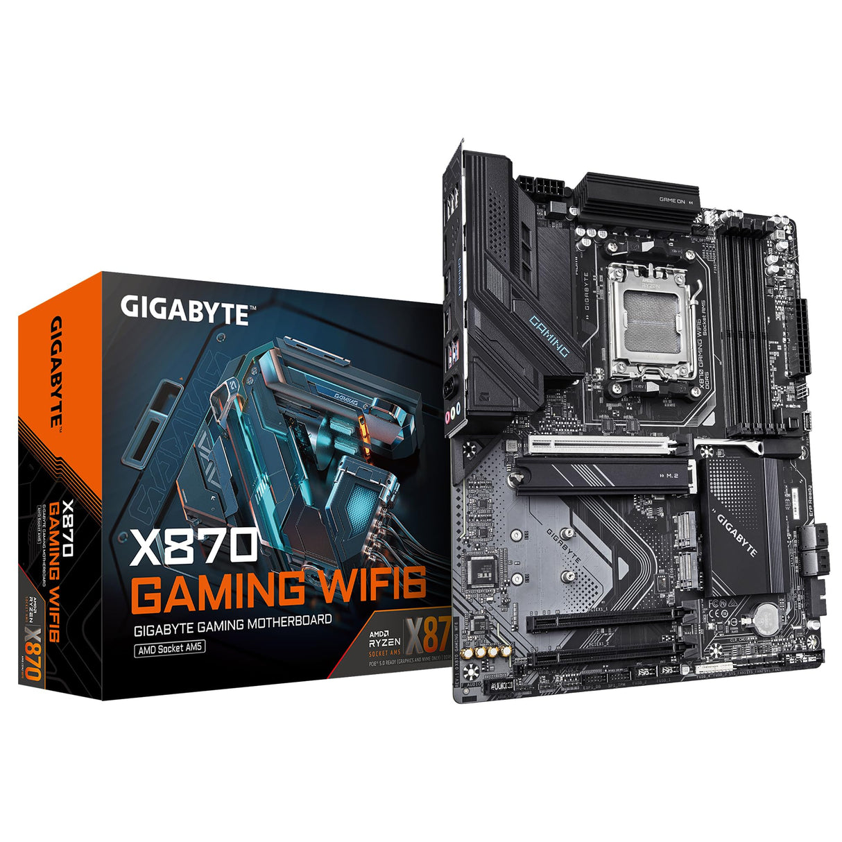 GIGABYTE X870 Gaming WIFI6 Placa Base - Compatible con CPUs AMD Ryzen 9000, VRM de 8+2+2 Fases, hasta 8000MHz DDR5 (OC), 1x PCIe 5.0, Wi-Fi 6, 2.5GbE LAN, USB 4