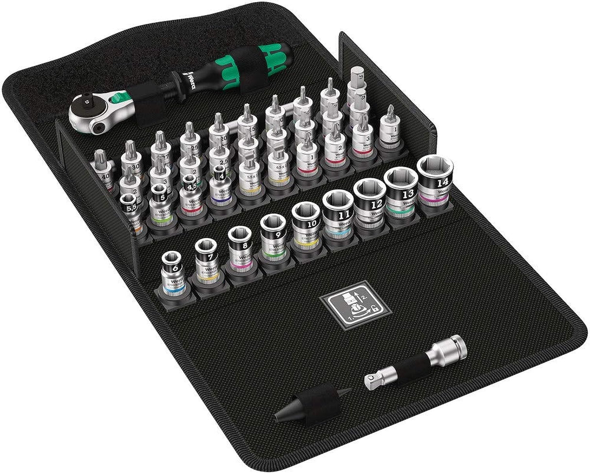 Wera 05003755001 8100 SA All-in Juego de carraca Zyklop Speed, Negro, Cromo, Verde, 1/4"