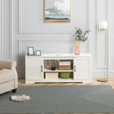 Zinus Bennett Mueble TV - Mueble TV 147x40x60 cm - Mueble con estantes y puertas - Blanco