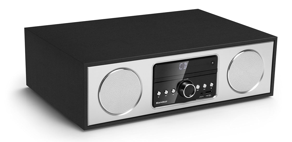 Karcher Dab 4500CD - Radio Digital estéreo (Sistema Compacto con Reproductor de CD, Bluetooth, Radio FM/Dab+, Sistema de música, USB, Despertador, Altavoz de 30 W, Mando a Distancia, Elegante Carcasa