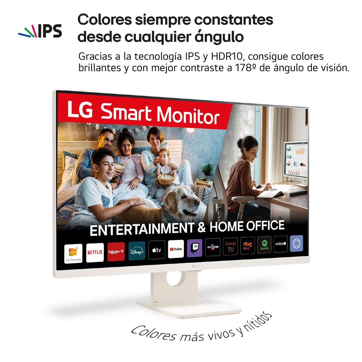 LG 27U511SA-W - Monitor MyView 27", Panel IPS, (1920 x 1080), 100Hz, 5ms (GtG), WebOS 23, sRGB 99%, Ajuste en Inclinación (Eje Horizontal), Blanco