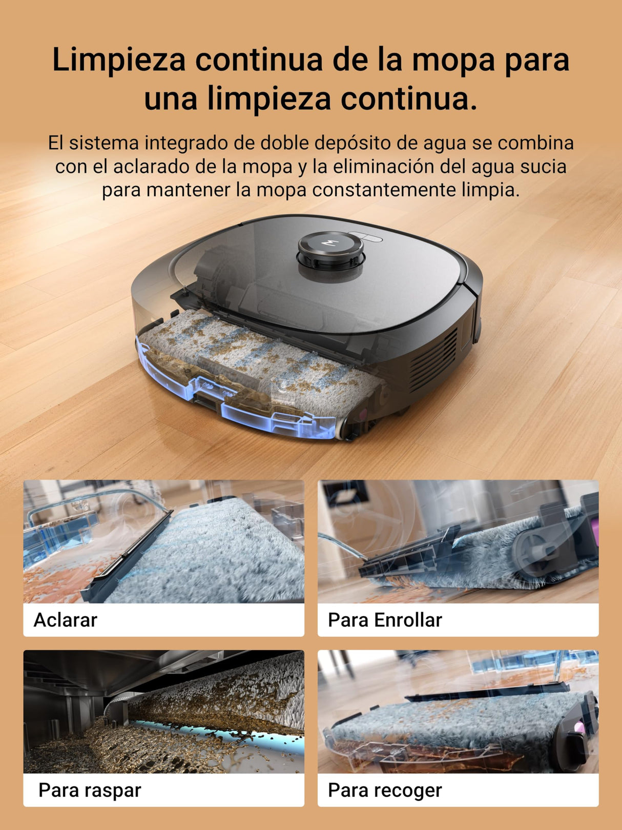 Eureka J20 Robot Aspirador y Fregasuelos, Succión de 8000Pa, Diseño de Mopa con Secado Automático, Evitación de Obstáculos, Detección de Alfombras, Estación Base Autolimpiable, Control por Voz