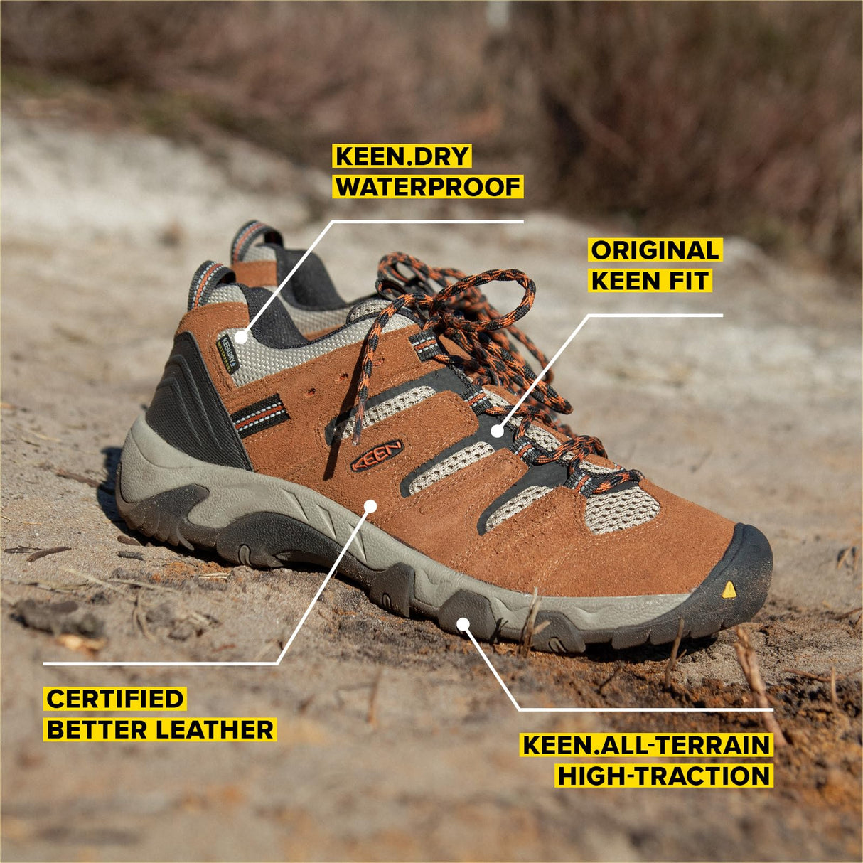 KEEN Headout Waterproof, Zapatos para Senderismo Hombre, Bison/Fossil Orange, 42.5 EU