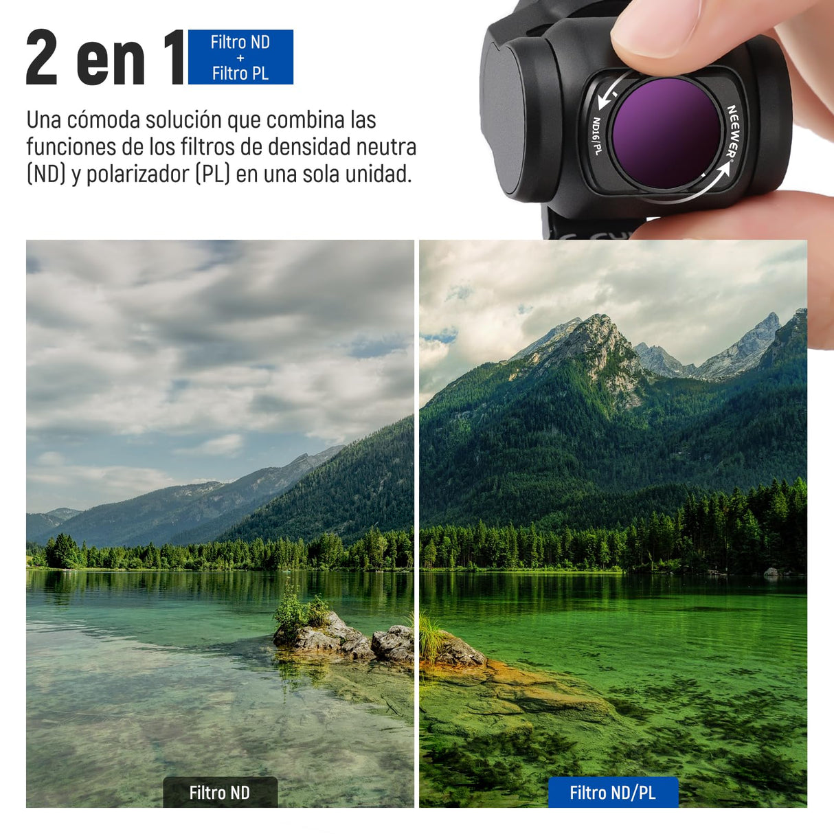 NEEWER Juego Filtro Magnético ND CPL y Efecto Compatible con DJI OSMO Pocket 3, 14 Pack CPL ND8/16/32/64/128/256/1000 ND8/PL ND16/PL ND32/PL ND64/PL Reducción Contaminación Lumínica Difusión Negra 1/4