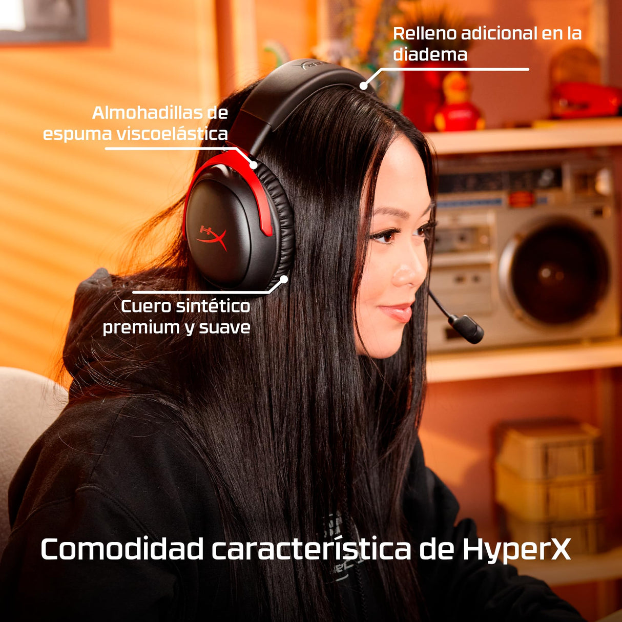 HyperX Cloud III S - Auriculares Gaming inalámbricos, Bluetooth, 2.4Ghz, PC, PS5, Xbox, Drivers 53 mm, DTS, micrófono 10mm, batería hasta 200h, Rojo-Negro