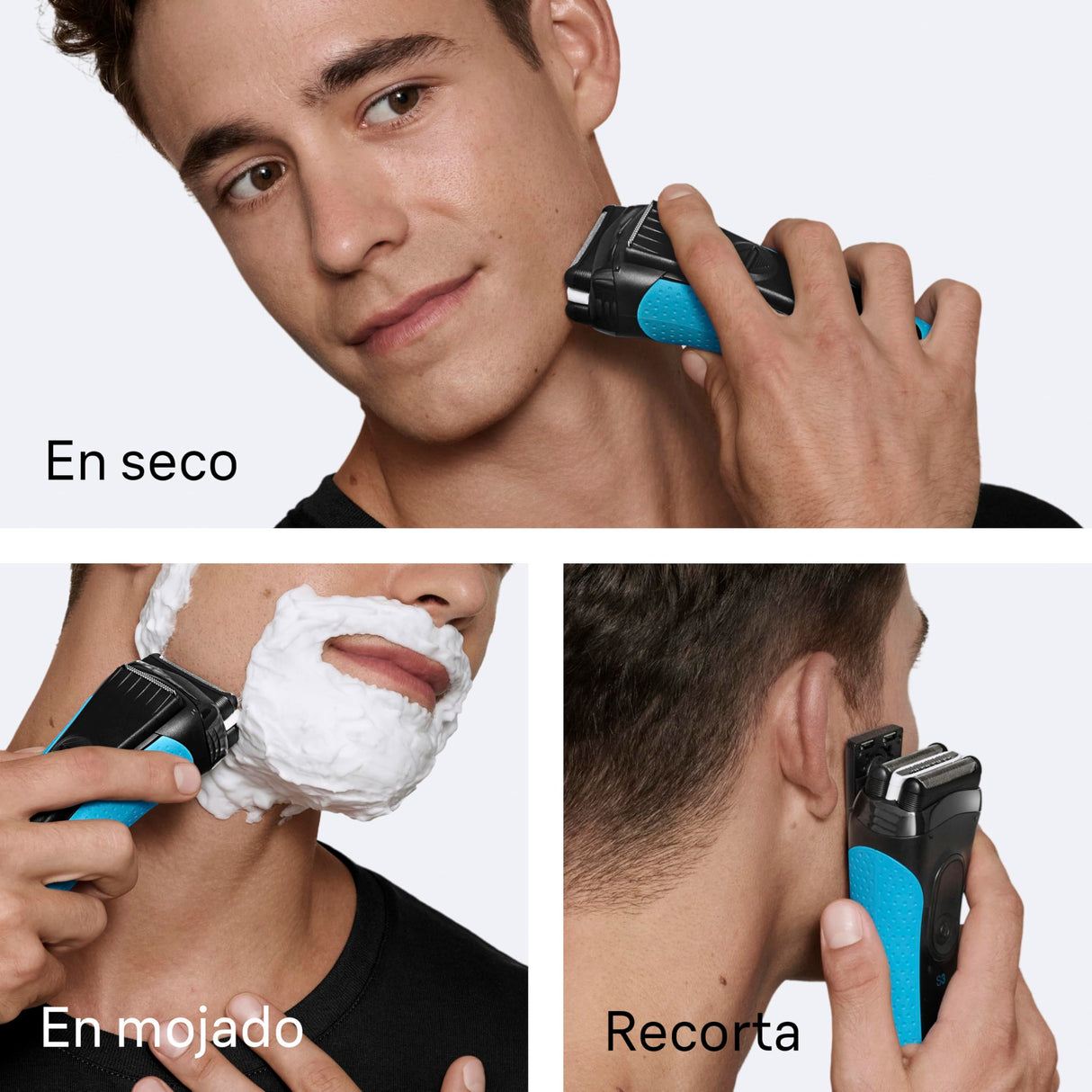 Braun Afeitadora Eléctrica Hombre Series 3 ProSkin 3040s, Máquina De Afeitar Barba En Seco Y Mojado, Cabezal De Precisión, 45 Min De Uso, Recargable, Peine MicroComb Para Un Afeitado Suave, Negro/Azul