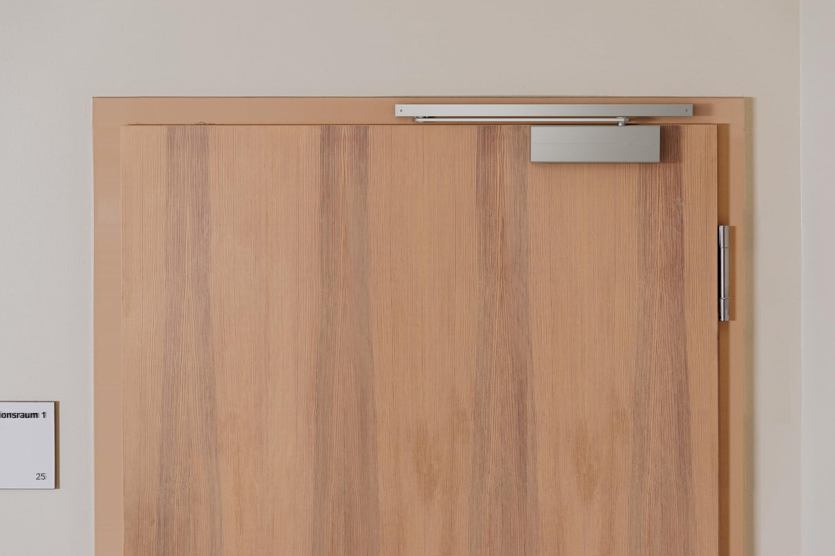 TESA DC175 DC175-EV1- cierrapuertas, EN 3/4, para puertas hasta 80 kg, brazo deslizante, para puertas cortafuegos, acabado Plata EV1, control regulable, control regulable para puertas de acceso