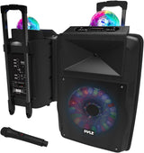 Pyle Sistema de Altavoces, PA, 700W, Bluetooth, microfono, portatil, Recargable, Interiores, Exteriores, función de grabación, micrófono, Luces de Fiesta, Radio USB/SD, Color Negro