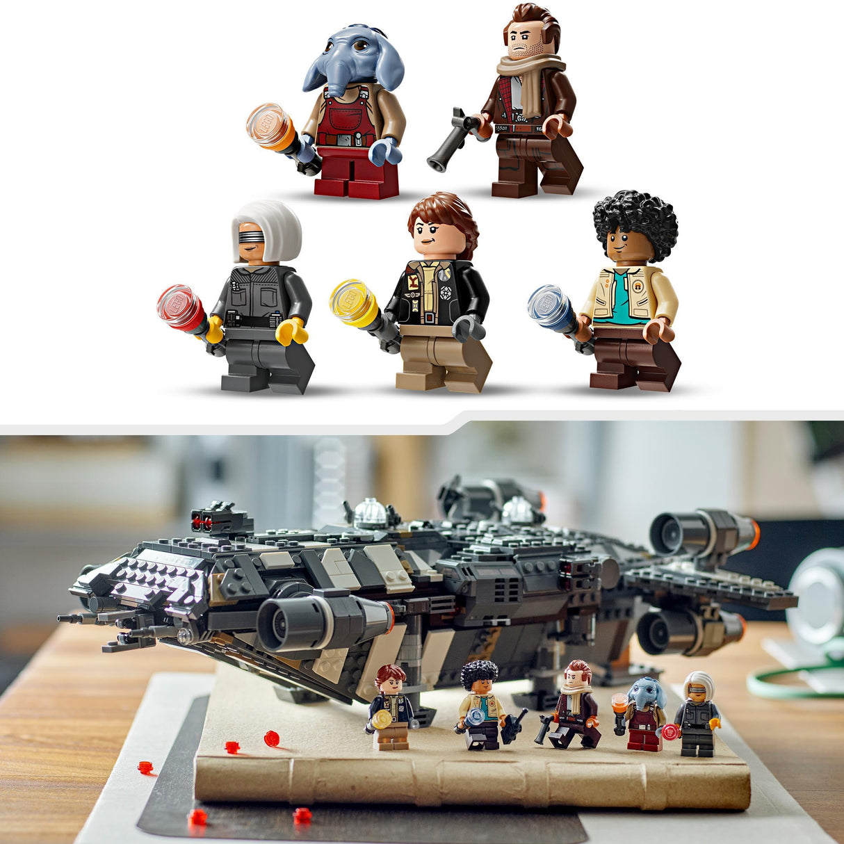 LEGO Star Wars: Skeleton Crew The Onyx Cinder Juguete de Construcción Infantil con Nave Estelar de Colección, 5 Minifiguras de Personajes, Regalo para Niños, Niñas y Fans de 10 Años o Más 75374