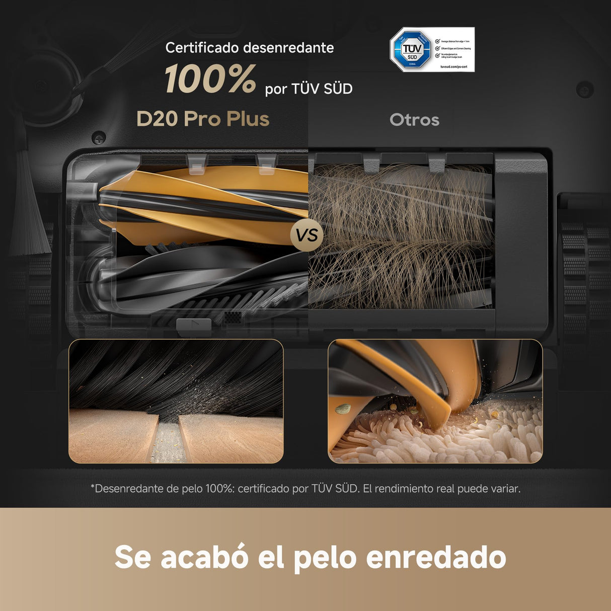 DREAME D20 Pro Plus Robot Aspirador y Fregado 2 en 1, 13.000 Pa, Cepillo Doble para Pelo de Mascotas, Limpieza de Esquinas, Vaciado, Navegación LDS, Esquiva con Láser, Suelos Duros/Alfombras, 5200 mAh