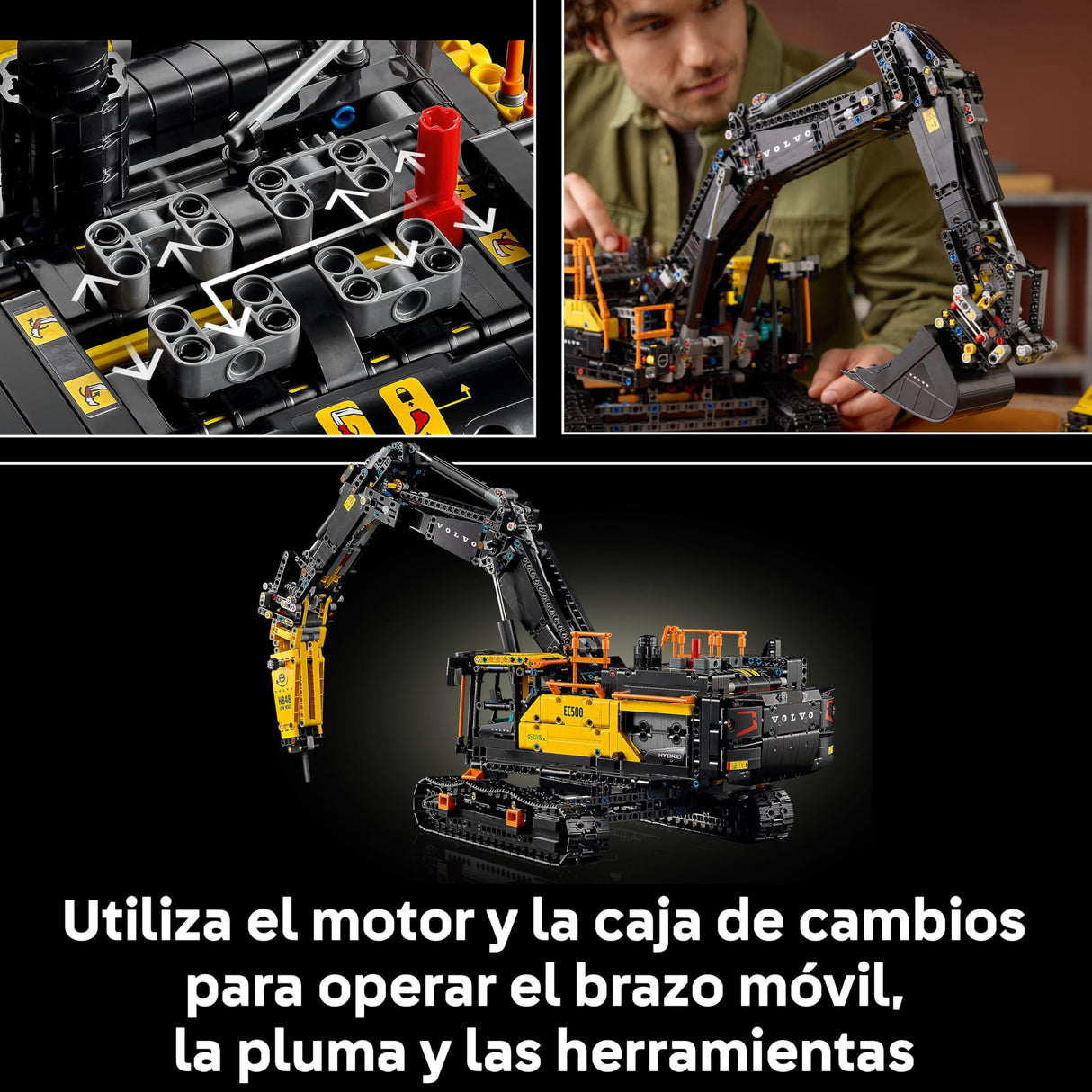 LEGO Technic Excavadora Volvo EC500 Hybrid - Kit de Maquetas para Adultos de Vehículo de Obra Motorizado con Brazo Móvil, Orugas, Martillo y Pala - Idea de Regalo para Hombres 42215